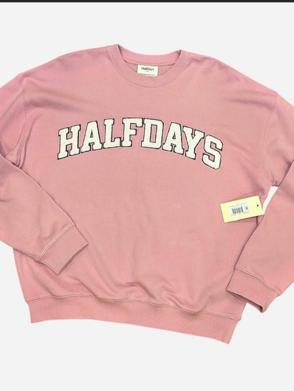 Halfdays Amethyst Pink Oversized Collegiate Crewneck Sweatshirt Small